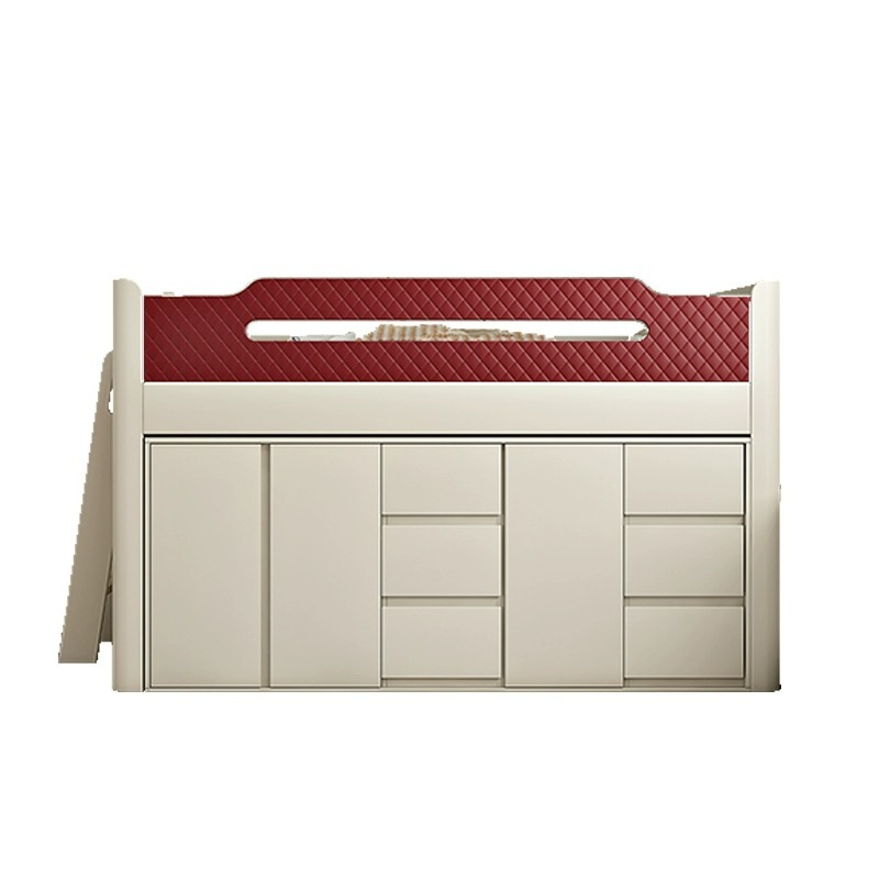 [Pre-order] Light luxury noble children's bed Half height bed Multi-functional small single bed with desk wardrobe one bed cream style-Smart-Living