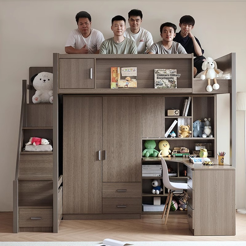 [Pre-order] Solid wood bunk bed, table, adult home, children's study desk, integrated high and low bed, double-layer bunk bed combination-Smart-Living