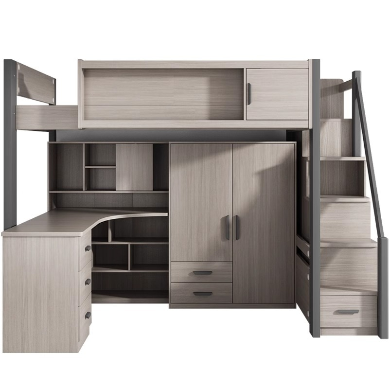 [Pre-order] 1.8-meter combination bed with bunk bed and bunk bed, small-sized children's bed, high-low bed, bunk bed with desk and wardrobe, integrated bed-Smart-Living