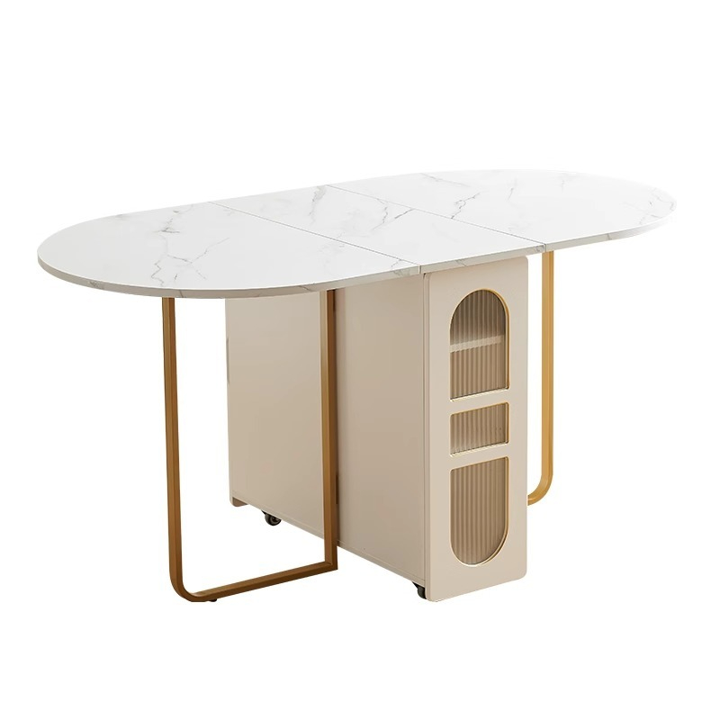 Rock folding dining table, modern and minimalist small unit household rectangular table, multifunctional telescopic and foldable tabletop dining table-Smart-Living