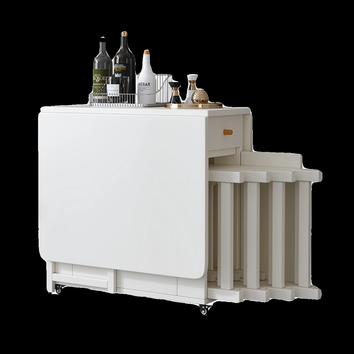 Cream style small unit foldable dining table, rectangular modern, simple, multi-functional, and extendable dining table for household use-Smart-Living