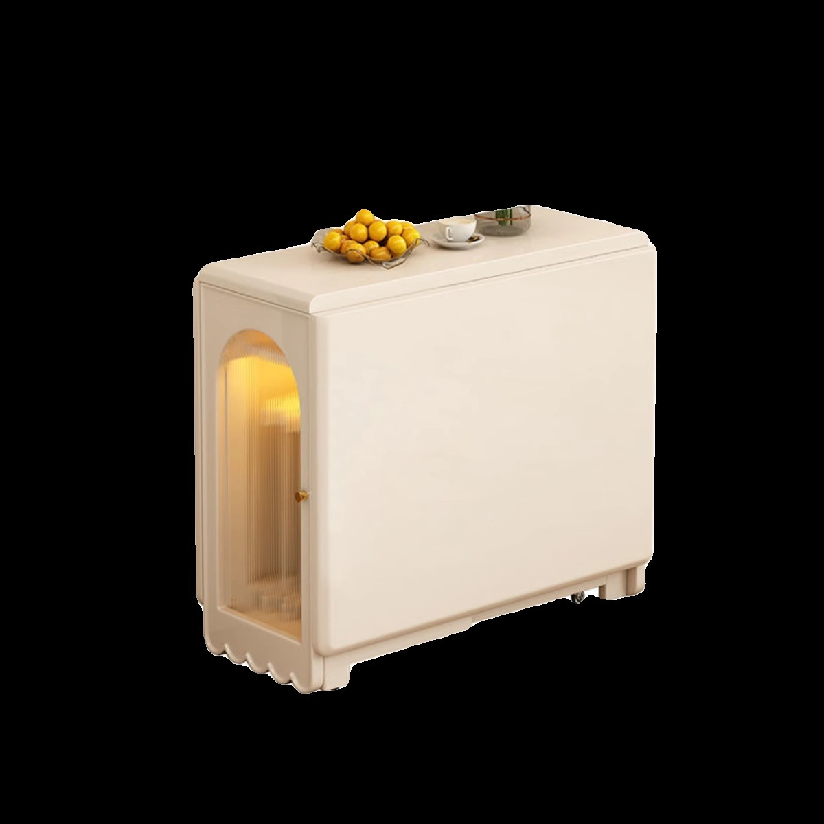 Full solid wood folding dining table, small unit, cream style, extendable rectangular dining table, multifunctional storage folding table-Smart-Living