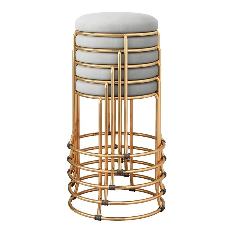 Small unit light luxury dining chairs, modern and simple household dining tables, chairs, internet famous circular dining chairs, storage small board stools-Smart-Living