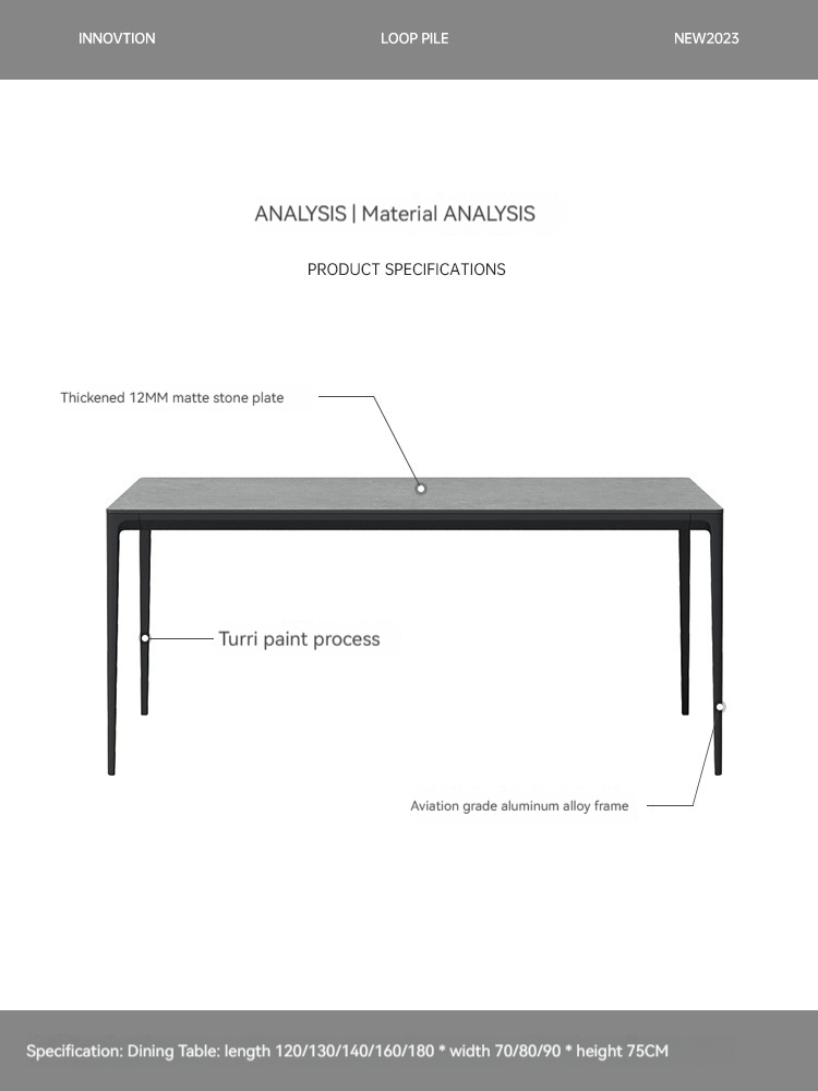 [Pre-order] Italian very simple rock plate dining table and chair combination of modern simple household dining table small aluminum alloy rectangular dining table-Smart-Living