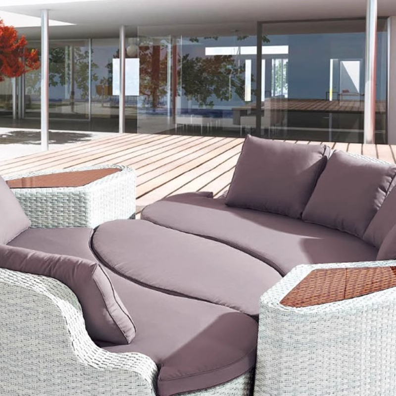 Outdoor sofa bed for courtyard and leisure, balcony rattan chair, sunroom chaise lounge, outdoor rattan bed furniture.-Smart-Living