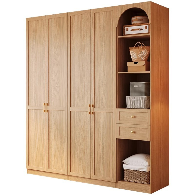 [Pre-order] Nordic wood color wardrobe, bedroom, household, small unit, modern, simple, retro, two door, three door combination storage cabinet-Smart-Living