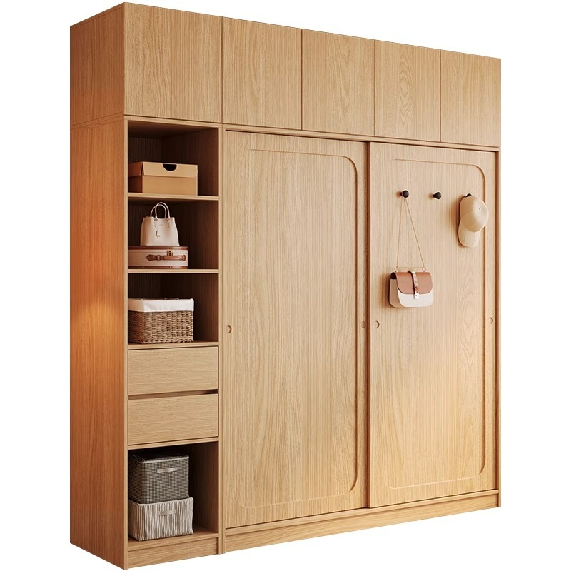 [Pre-order] Customizable wardrobe, sliding door, home master bedroom, sliding door wardrobe, ecological board, wooden wind coat cabinet, storage cabinet-Smart-Living