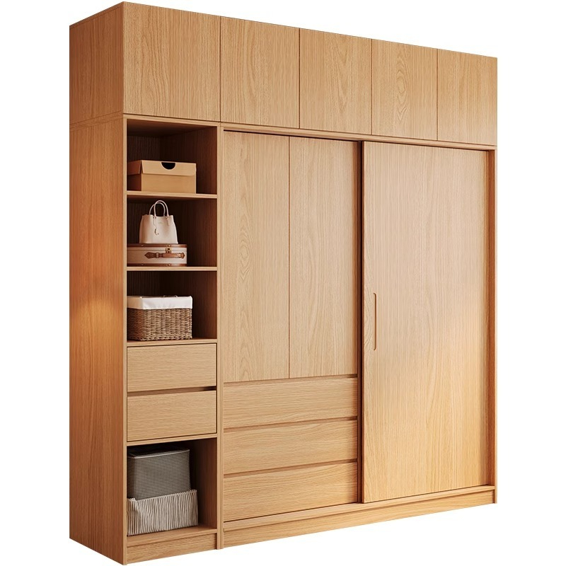 [Pre-order] Sliding door wardrobe, wooden style wardrobe, home bedroom, Japanese style sliding door wardrobe, 2024 new storage wardrobe-Smart-Living