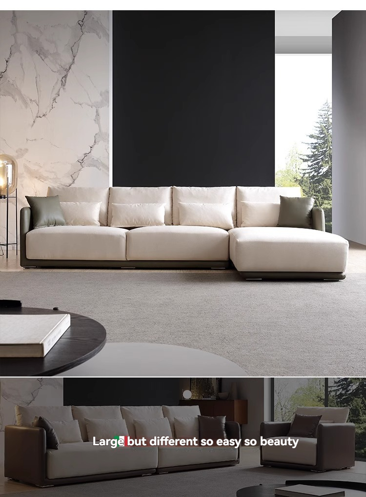PRE ORDER / BTO PACKAGE - VR - SOFA - FD-858 Italian-style Luxury Leather Sofa for Small Living Rooms, Nordic Straight-row Genuine Leather Sofa, Simple and Modern