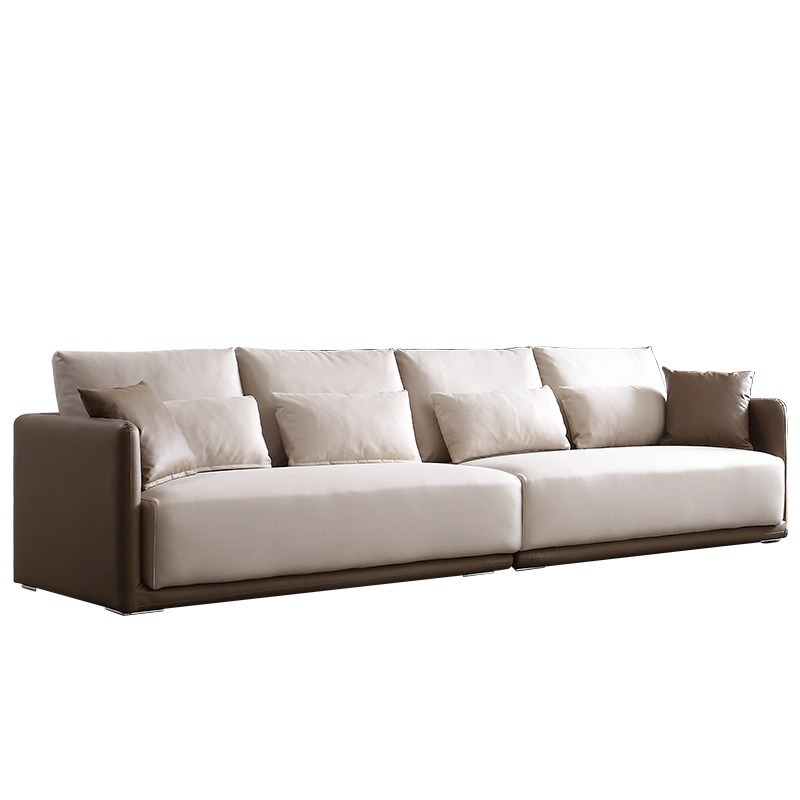 PRE ORDER / BTO PACKAGE - VR - SOFA - FD-858 Italian-style Luxury Leather Sofa for Small Living Rooms, Nordic Straight-row Genuine Leather Sofa, Simple and Modern
