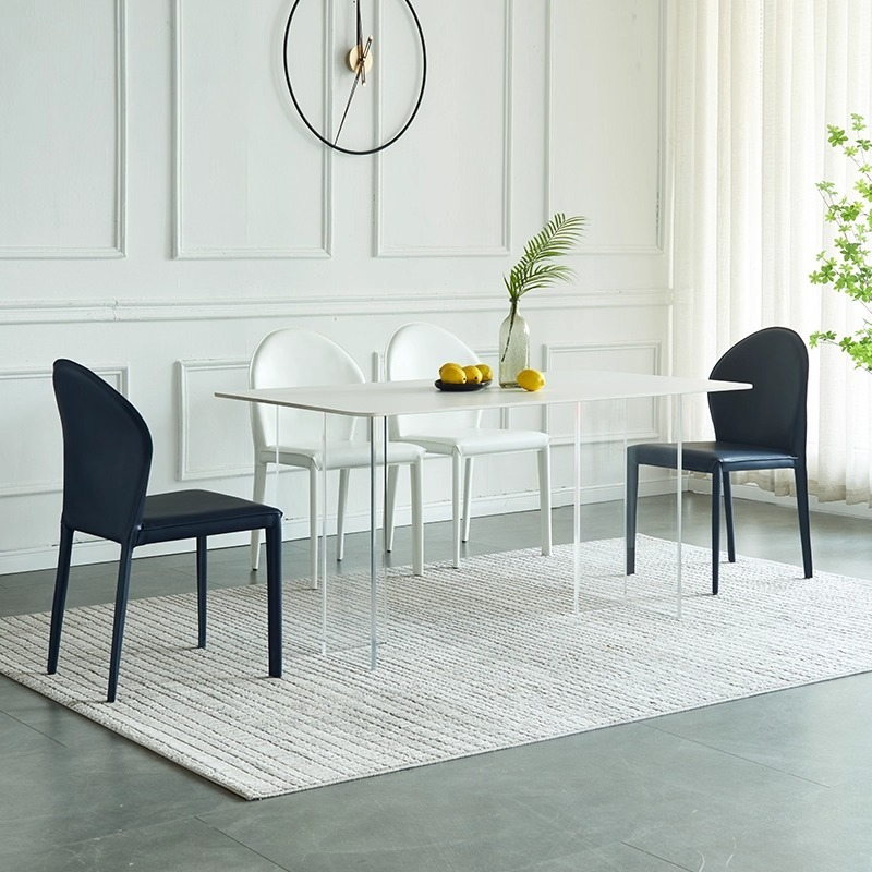 PRE ORDER / BTO PACKAGE - VR - Dinning Table - FD-C21 Acrylic Floating Rock Panel Dining Table – Light Luxury Modern Minimalist, Small Space Friendly, Cream Aesthetic, Transparent Rectangle Dining Platform