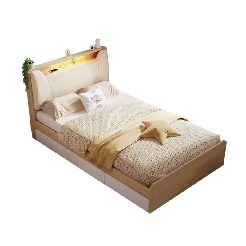 [Pre-order]  Wooden Moon Storage Bed Modern and minimalist tatami, Nordic household bedroom, small room, space saving 1.2 meters, single bed-Smart-Living