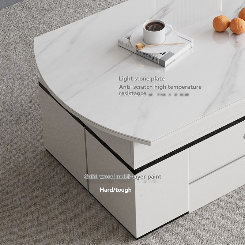 PRE ORDER / BTO PACKAGE - VR - Coffee table -2023# Multi-functional Electric Lift Coffee Table - Extendable & Foldable Rock Panel Smart Table for Small Spaces (Dual Use as Coffee Table and Dining Table