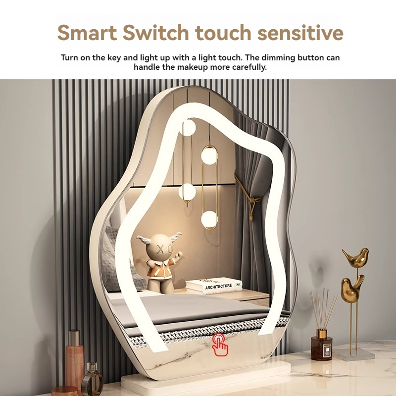 [Pre-order] Internet celebrity cloud mirror smart LED desktop bedroom dressing table makeup mirror home creative with light creative table lamp-Smart-Living