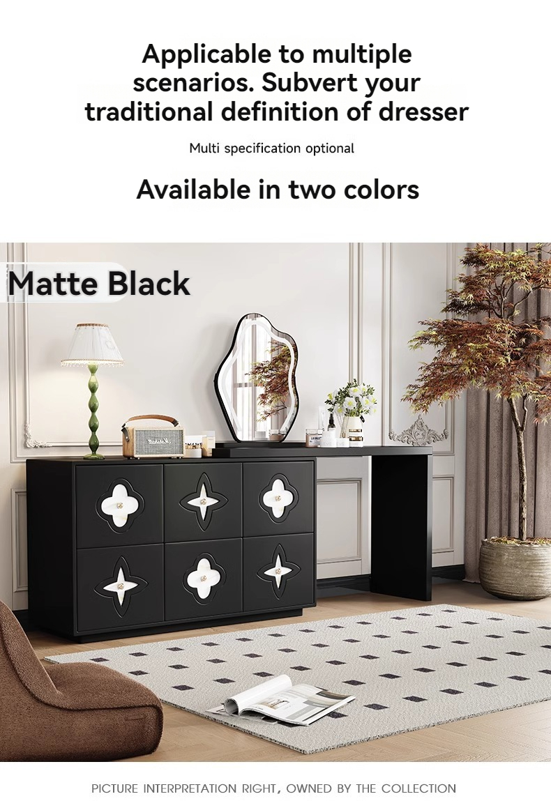 [Pre-order] Solid wood dressing table storage cabinet integrated cream style bedroom storage bucket modern simple bedside cabinet storage cabinet-Smart-Living