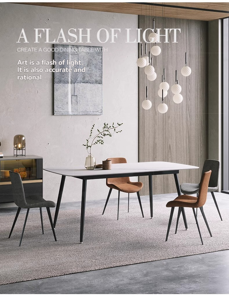 PRE ORDER / BTO PACKAGE - VR - Dinning Table - FD-C12 Italian Minimalist Rock Plate Dining Table - Rectangle, Household, Compact Modern Simple Luxury Dining Table and Chair Set for Small Spaces