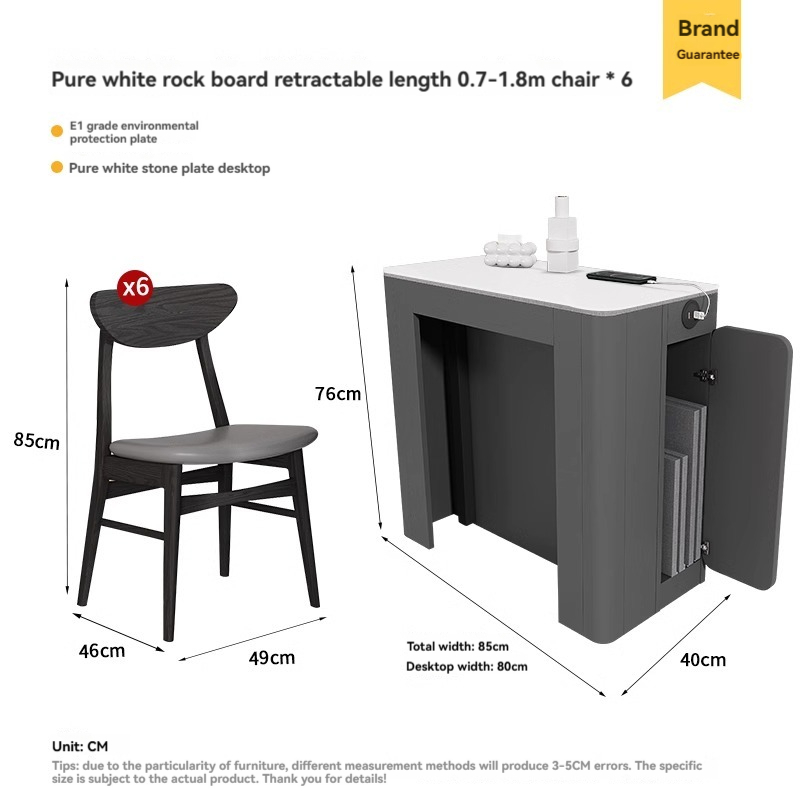 [Pre-order] Scalable and foldable rock slab dining table, dining chair, side cabinet combination, small-sized household solid wood space saving dining table-Smart-Living