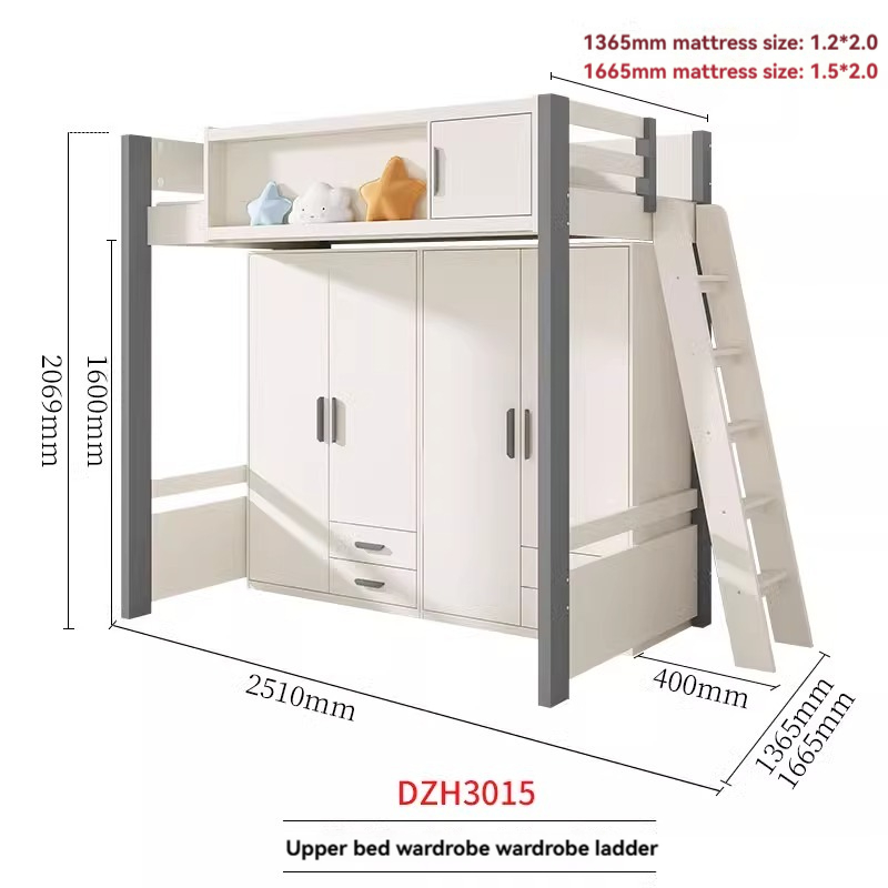 [Pre-order] Bed and table, home use, adult and child combination bed, integrated bunk bed, double layered bunk bed, high and low bed with wardrobe, desk-Smart-Living