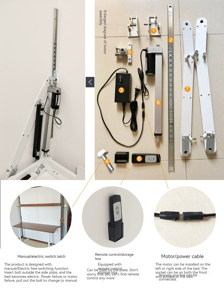 [Pre-order]  Electric folding invisible bed desk one Murphy bed wall bed Small apartment study desk Murphy bed hardware accessories-Smart-Living