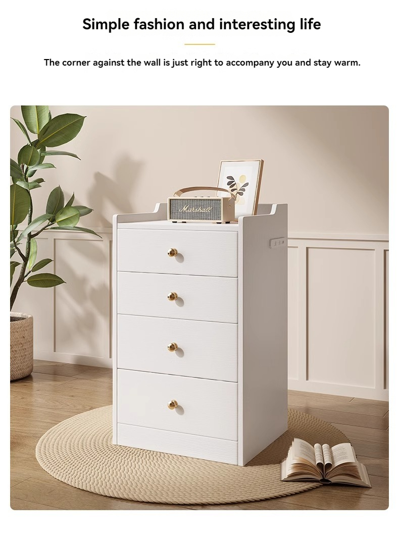 [Pre-order] Smart solid wood dressing table modern simple small apartment bedside cabinet drawer dressing table multifunctional flip storage cabinet-Smart-Living