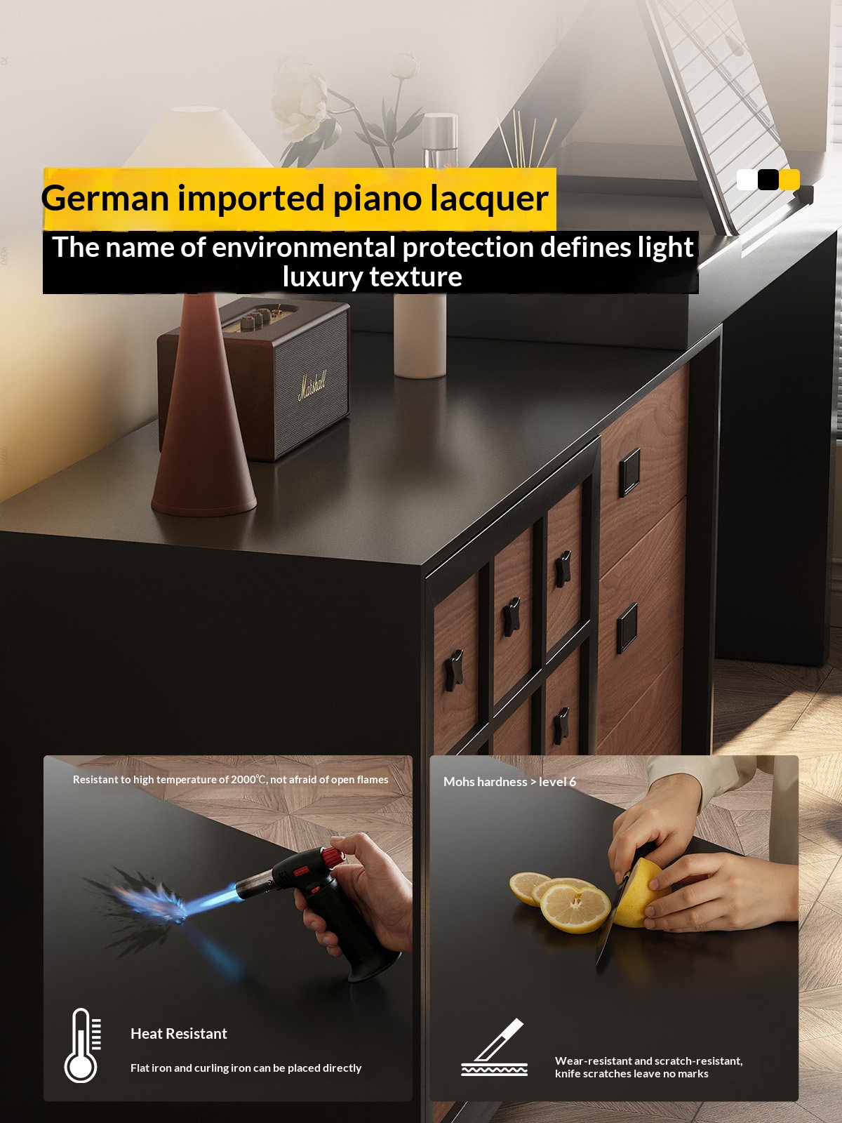 BSYR-BVD-01 [PRE-ORDER] Black & Wood Vanity Dresser – Hidden Makeup Storage + 9-Drawer Chest, Organizer & Makeup Station