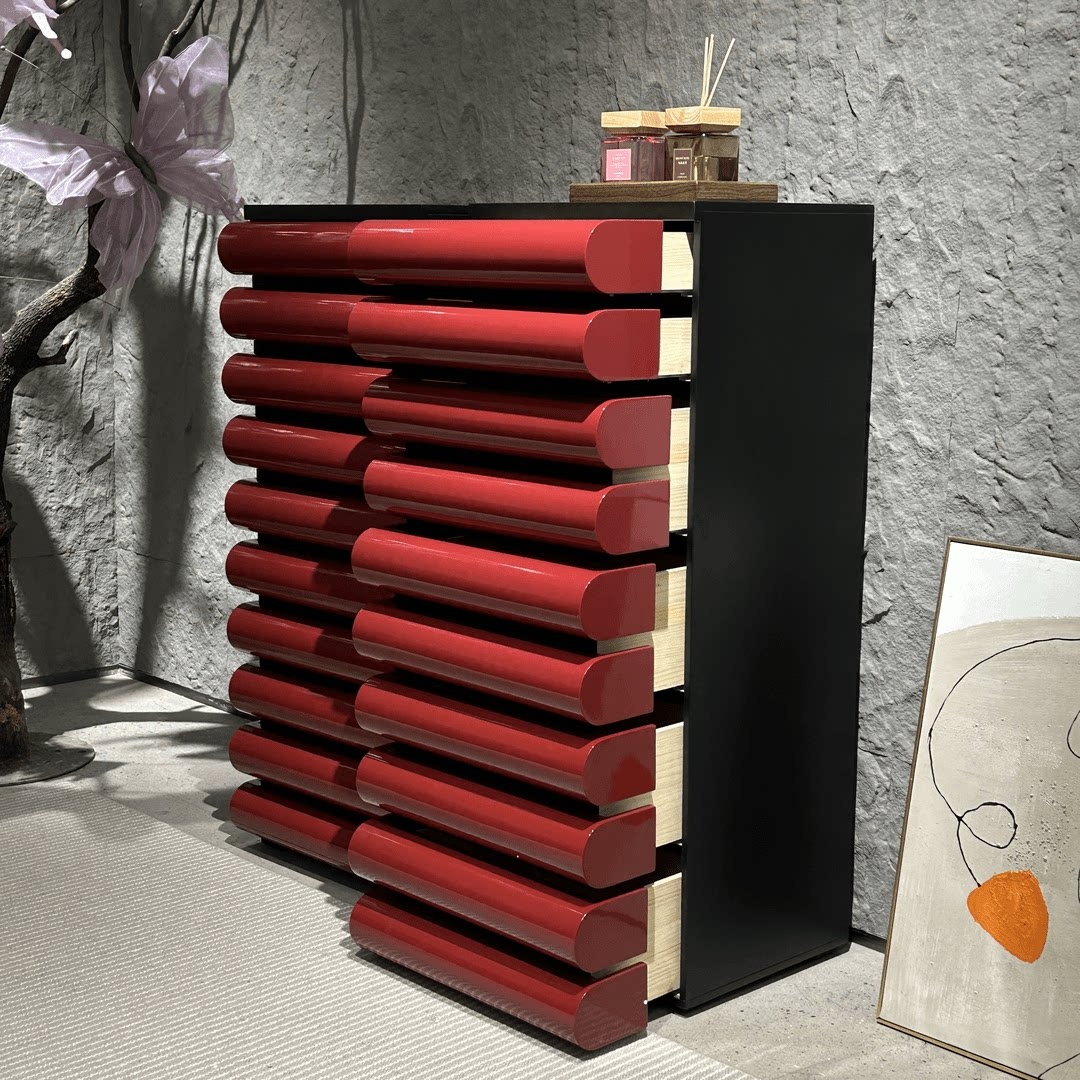 BSYR-NCC-01 [PRE-ORDER] Solid Oak wood vintage style nine-compartment cabinet living room wall storage retro bedside 