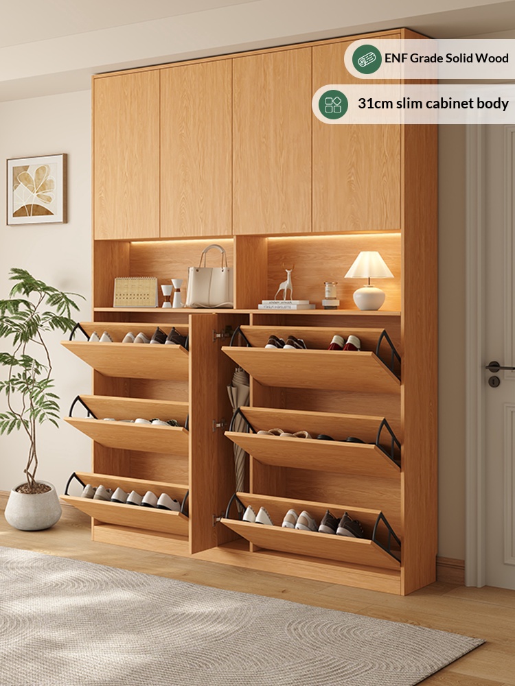 XHA-BK-01 [PRE-ORDER]  oak bookcase, solid wood display cabinet, curved glass doors; custom-made wall-mounted bookshelf