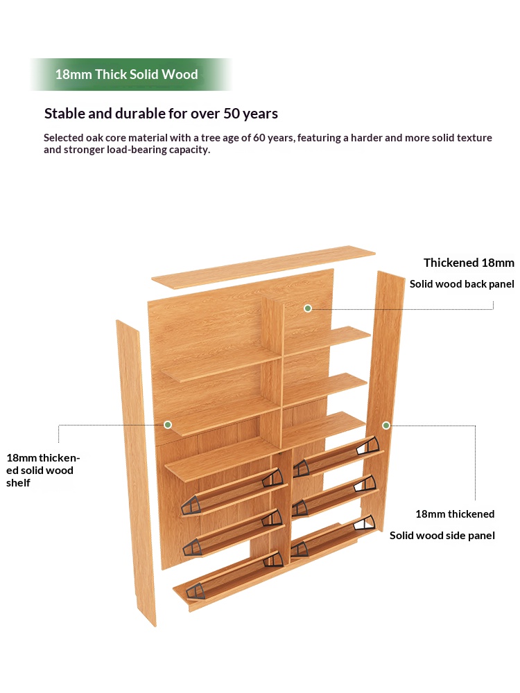 XHA-BK-01 [PRE-ORDER]  oak bookcase, solid wood display cabinet, curved glass doors; custom-made wall-mounted bookshelf