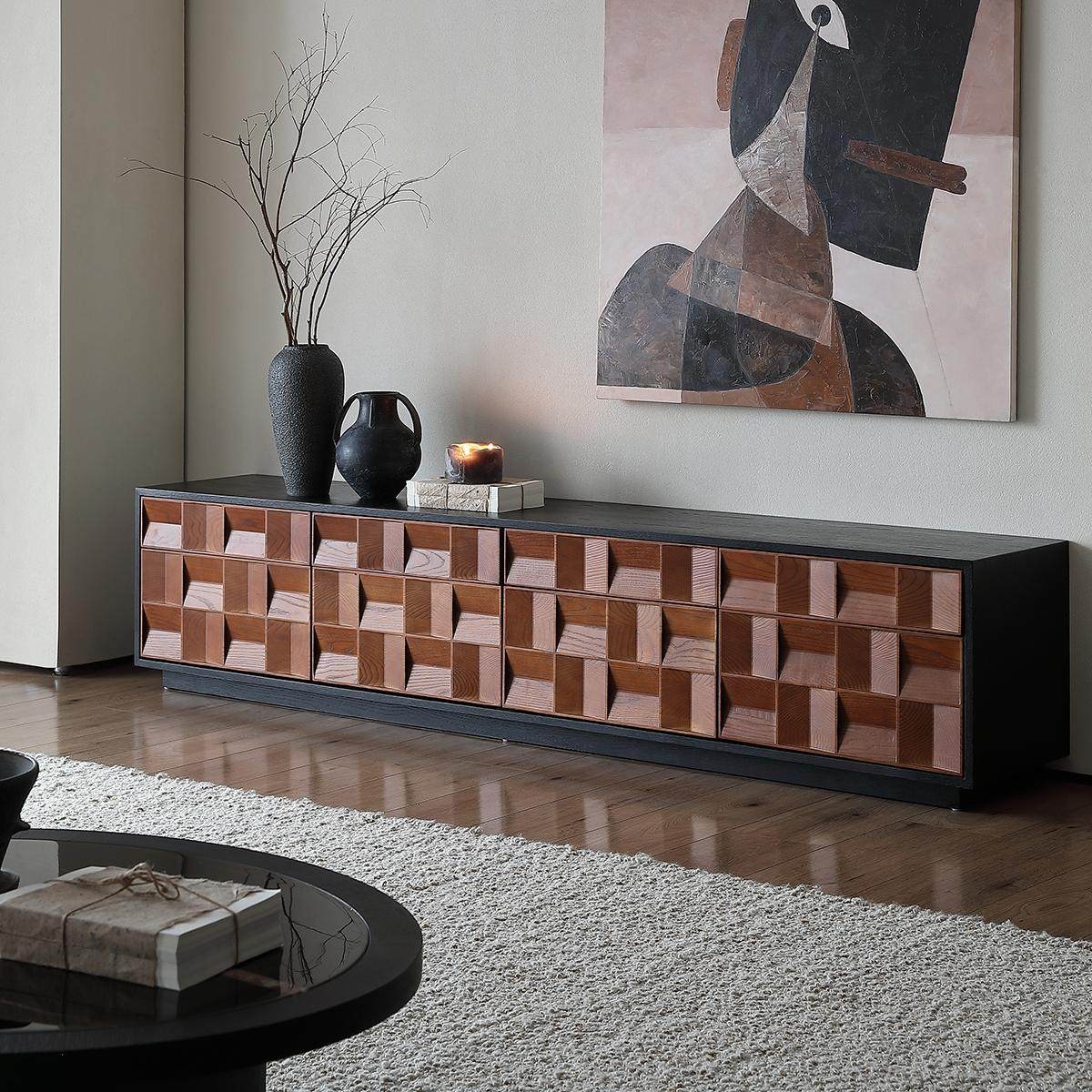 [PRE-ORDER] Solid Oak Vintage style TV cabinet, French retro style, floor-standing living room home designer cabinet.