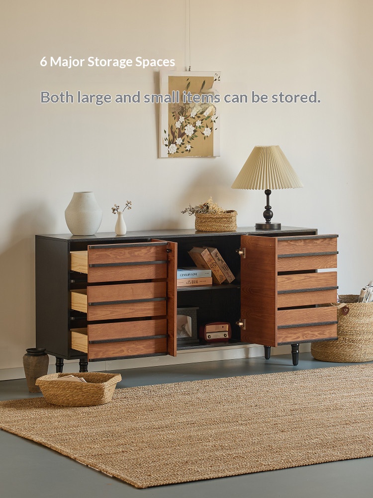 BSYR-SSC-01[PRE-ORDER] Medieval style solid wood sideboard storage cabinet sideboard black walnut cabinet large capacity