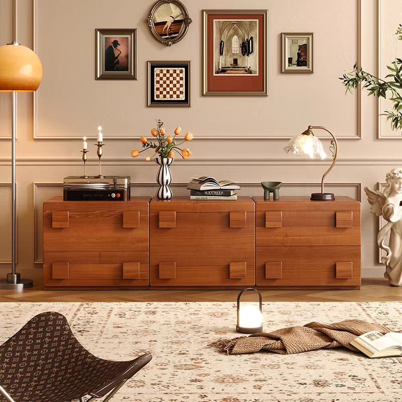 [PRE-ORDER] Customizable Solid Oak French retro dresser, vintage style cardboard cabinet.