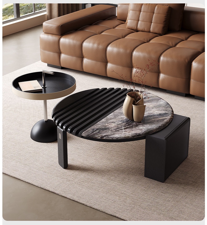 [PRE-ORDER] Italian-style light luxury sintered stone coffee table, minimalist design with storage.