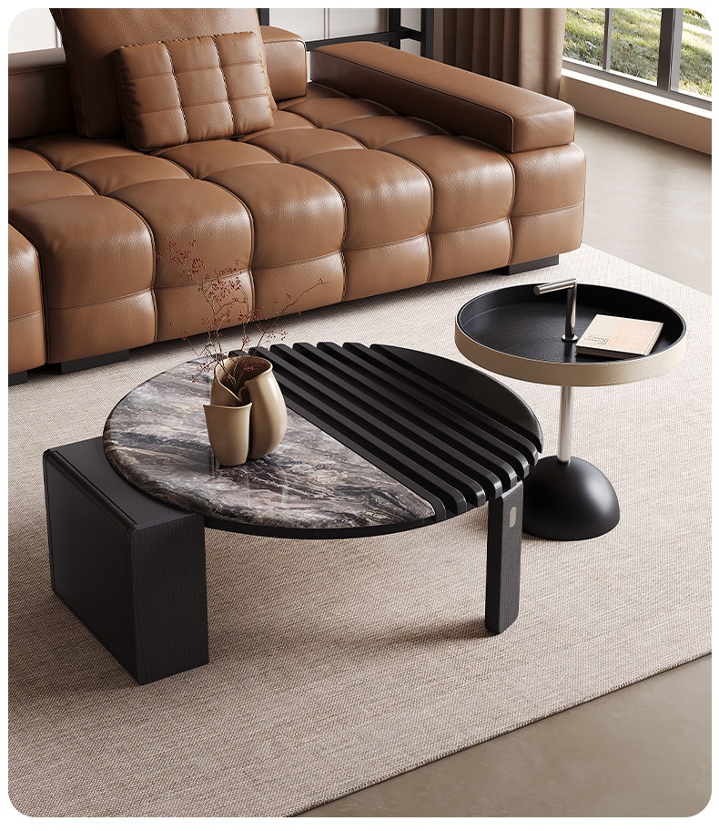 [PRE-ORDER] Italian-style light luxury sintered stone coffee table, minimalist design with storage.