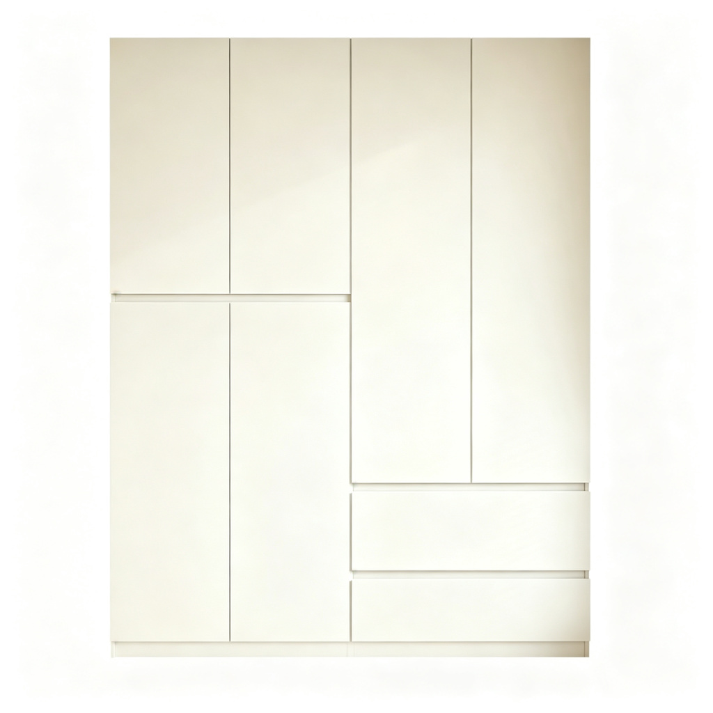 Custom Handle-Free Segmented Wardrobe | Solid Wood OSB Board | ENF Grade | Full Height Bedroom Cabinet