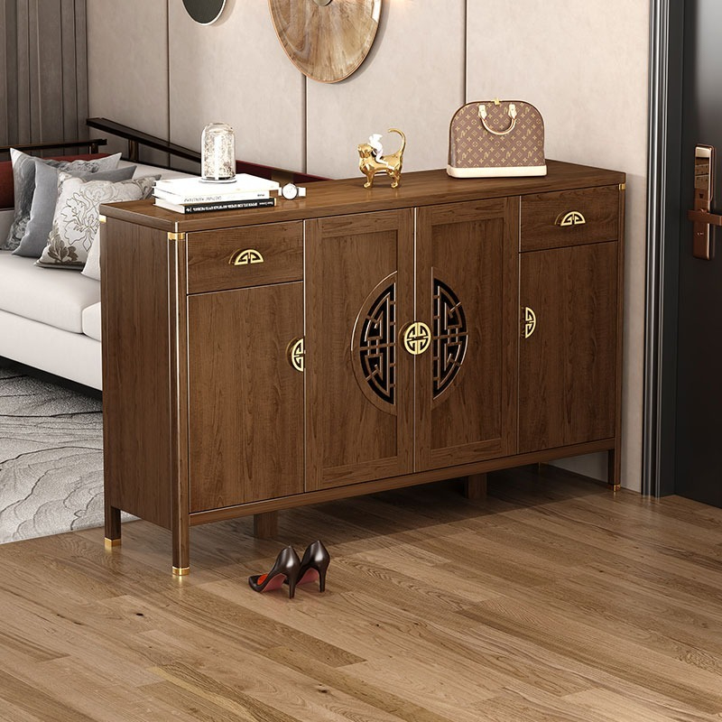 [Pre-order]  New Chinese shoe cabinet Home door entry door cabinet Solid wood frame storage cabinet living room partition storage cabinet door hall cabinet-Smart-Living