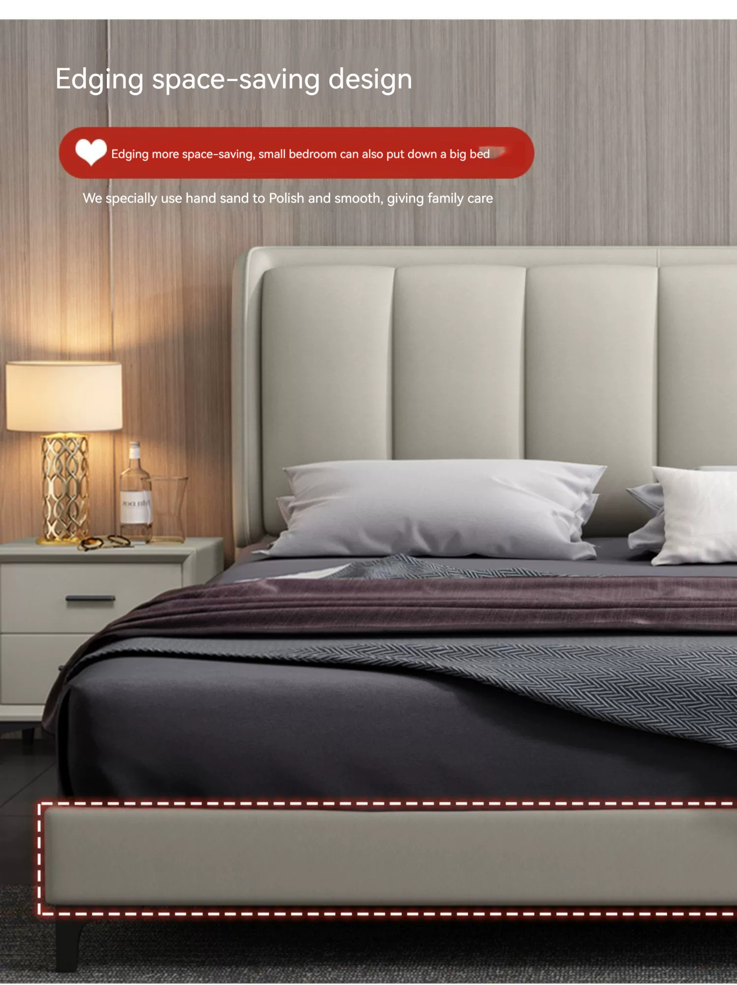 [Pre-order] WM Italian minimalist technology fabric bed, modern and simple master bedroom, high-end and grand light luxury king bed, double bedroom fabric bed-Smart-Living