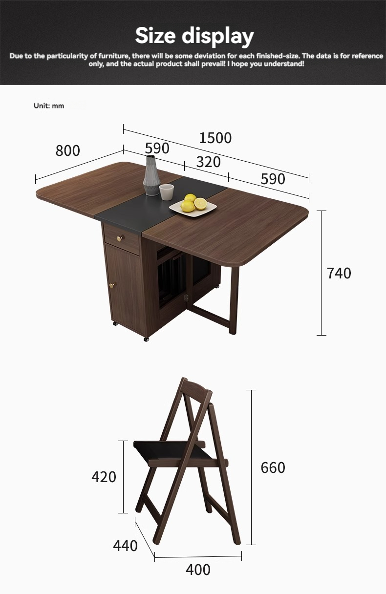 [Pre-order] Oulang Scandinavian style retractable dining table and chairs combination household small household modern simple multi-function living room folding dining table-Smart-Living