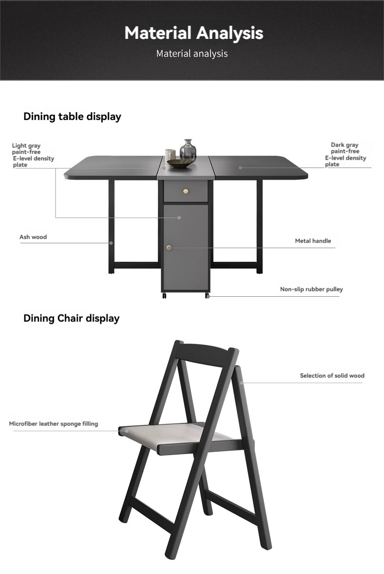 [Pre-order] Oulang Scandinavian simple living room dining table and chairs combination of modern small household household restaurant foldable rectangular eating table-Smart-Living