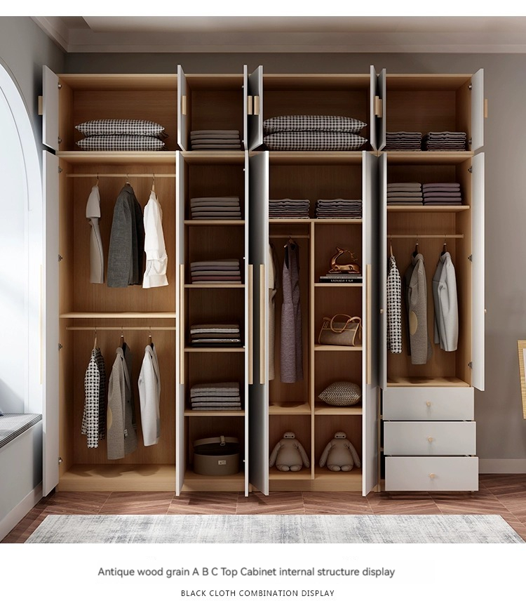 [Pre-order]  Wardrobe, family bedroom, minimalist modern cabinet with top cabinet, Nordic small unit, 2 two door, three door children's wardrobe-Smart-Living