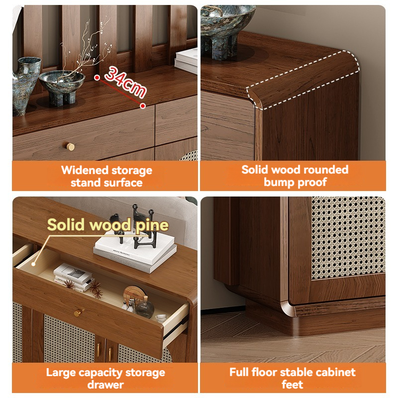 [Pre-order]  New Chinese Clothes Hanger Shoe Cabinet Integrated Solid Wood Frame Simple Modern Household Door Partition Cabinet Entry Door Cabinet-Smart-Living