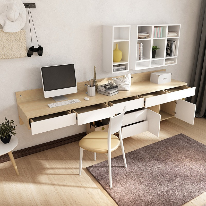 [Pre-order]  Manufacturer Direct Sale Nordic Painted Integrated Desk with Storage, Home Assembly Computer Desk Bookcase Combination Furniture.-Smart-Living