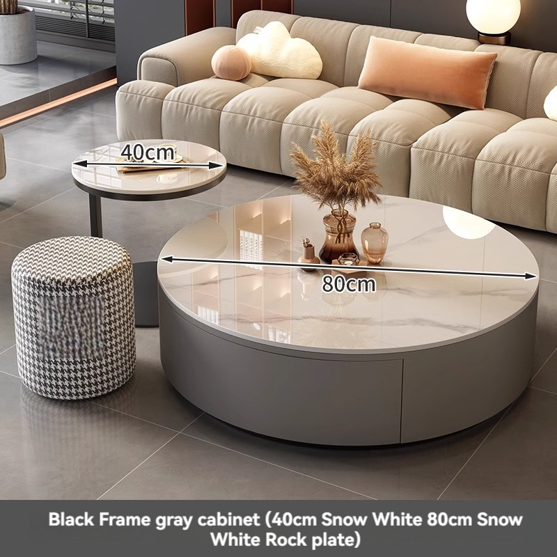[Pre-order]  Rock Slab Coffee Table / TV Console Living Room Household Light Luxury Modern Simple Round Premium Sense Net Red Small Household Side Table-Smart-Living