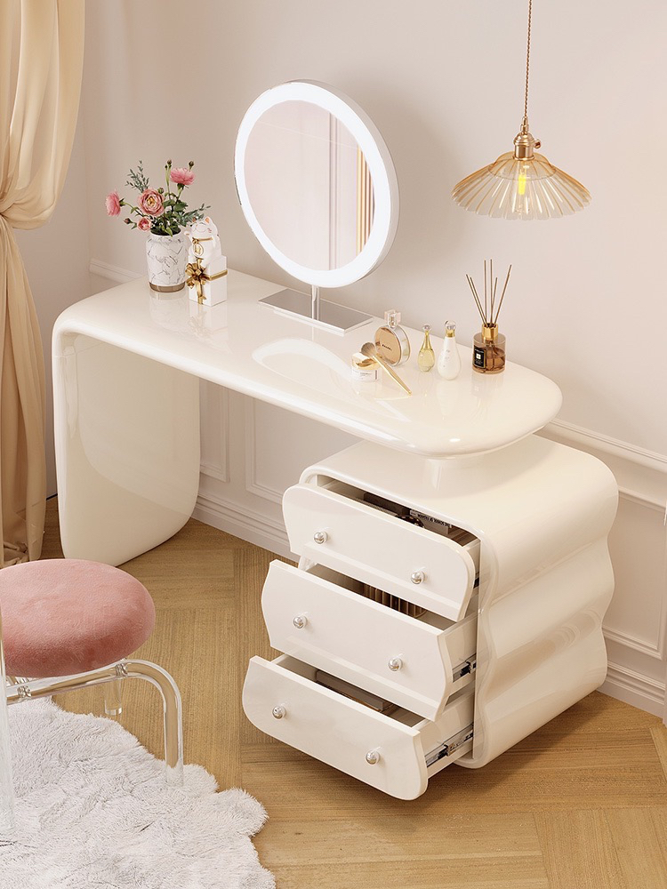 [Pre-order]  French cream style dresser, corner bedroom chest integrated modern small apartment corner dressing table-Smart-Living