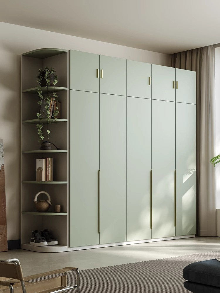 [Pre-order] Cream style wardrobe bedroom household small apartment modern simple solid wood grain board cabinet minimalist light luxury wardrobe-Smart-Living