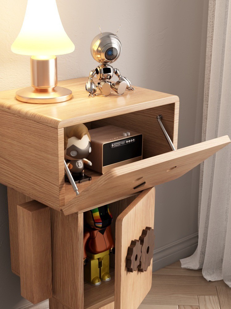 [Pre-order]  Warner's log windpipe cabinet, living room sofa side cabinet, children's bedroom storage, modern and minimalist robot storage cabinet-Smart-Living