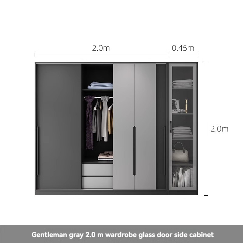 [Pre-order] Oulang Scandinavian modern bedroom sliding door three-door wardrobe simple assembly economy household sliding door wardrobe cabinet-Smart-Living
