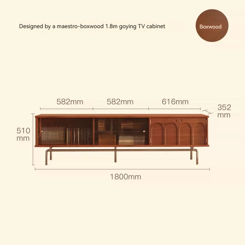 [Pre-order]  French solid wood TV cabinet, coffee table combination, small apartment simple American home antique living room retro style storage cabinet-Smart-Living