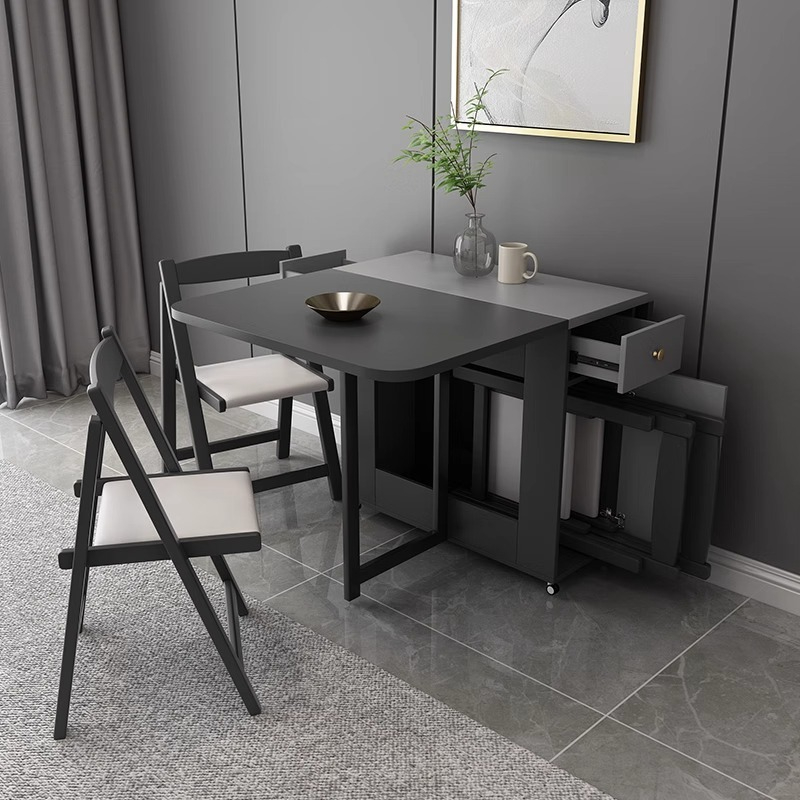 [Pre-order] Oulang Scandinavian simple living room dining table and chairs combination of modern small household household restaurant foldable rectangular eating table-Smart-Living