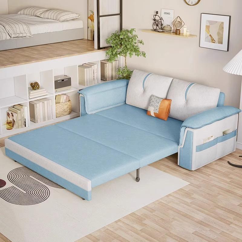 [Pre-order]  Fabric sofa bed small living room multi-purpose folding apartment rental room modern simple network red model-Smart-Living