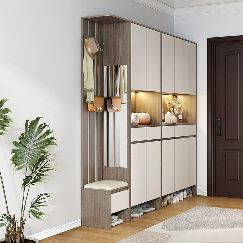 [Pre-order]  Entry door cabinet, living room partition cabinet, modern minimalist shoe rack, screen cabinet, household shoe changing stool, integrated shoe cabinet combination-Smart-Living